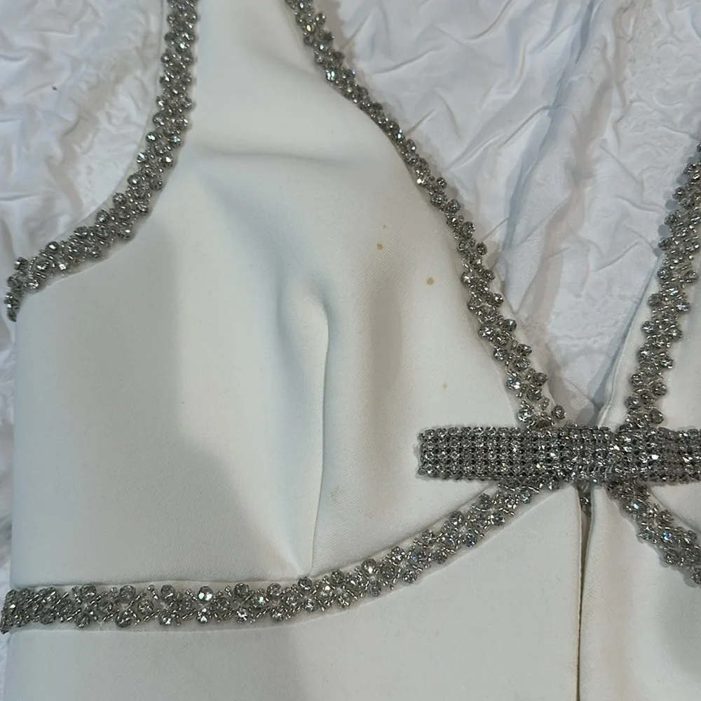 Self Portrait White with Rhinestones dress. - Picture 2 of 6